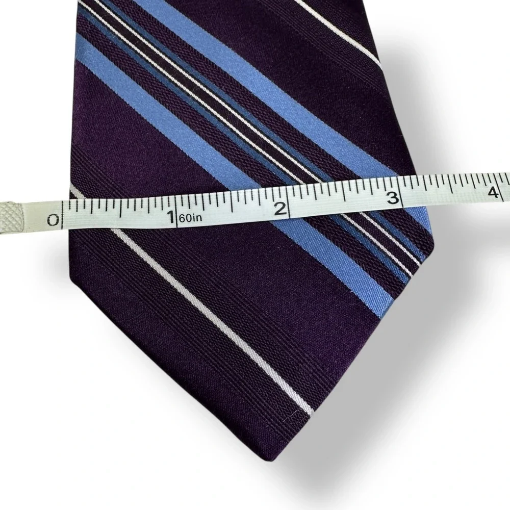 MICHAEL KORS Purple‎ Blue White Diagonal Striped 100% Silk 60
